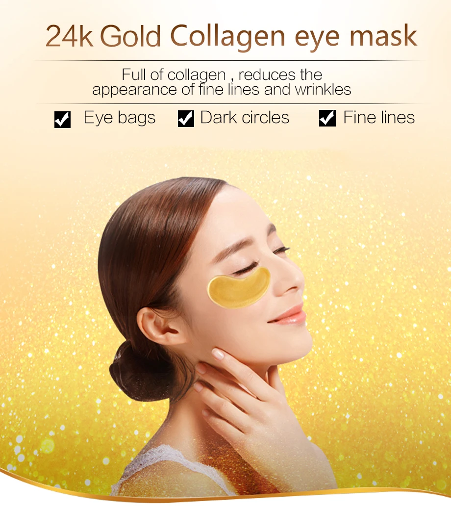 50 Pairs Crystal Gold Eye Patches Anti Dark Circles Remove Eye Bags Moisturizing Golden Collagen Eye Mask Skin Care