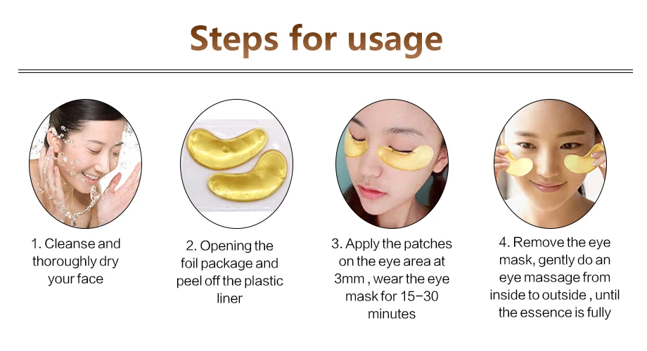 50 Pairs Crystal Gold Eye Patches Anti Dark Circles Remove Eye Bags Moisturizing Golden Collagen Eye Mask Skin Care