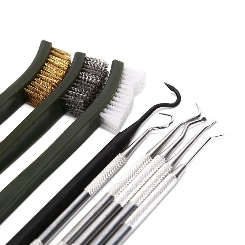 9pcs/Set Toy Gun Cleaning Kit 3 Brass Steel Brushes 6 Stainless Steel Pick Rifle Cleaning Tool