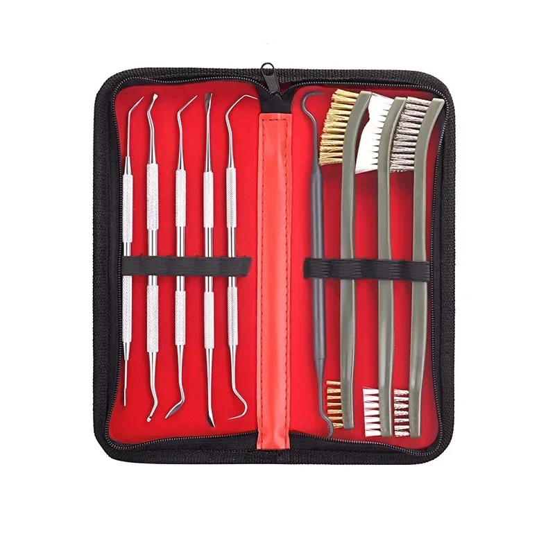 9pcs/Set Toy Gun Cleaning Kit 3 Brass Steel Brushes 6 Stainless Steel Pick Rifle Cleaning Tool