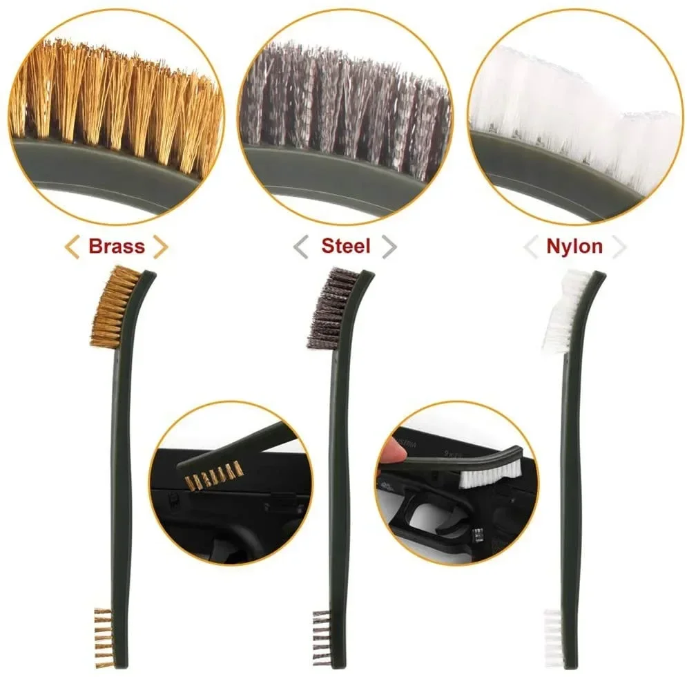 9pcs/Set Toy Gun Cleaning Kit 3 Brass Steel Brushes 6 Stainless Steel Pick Rifle Cleaning Tool