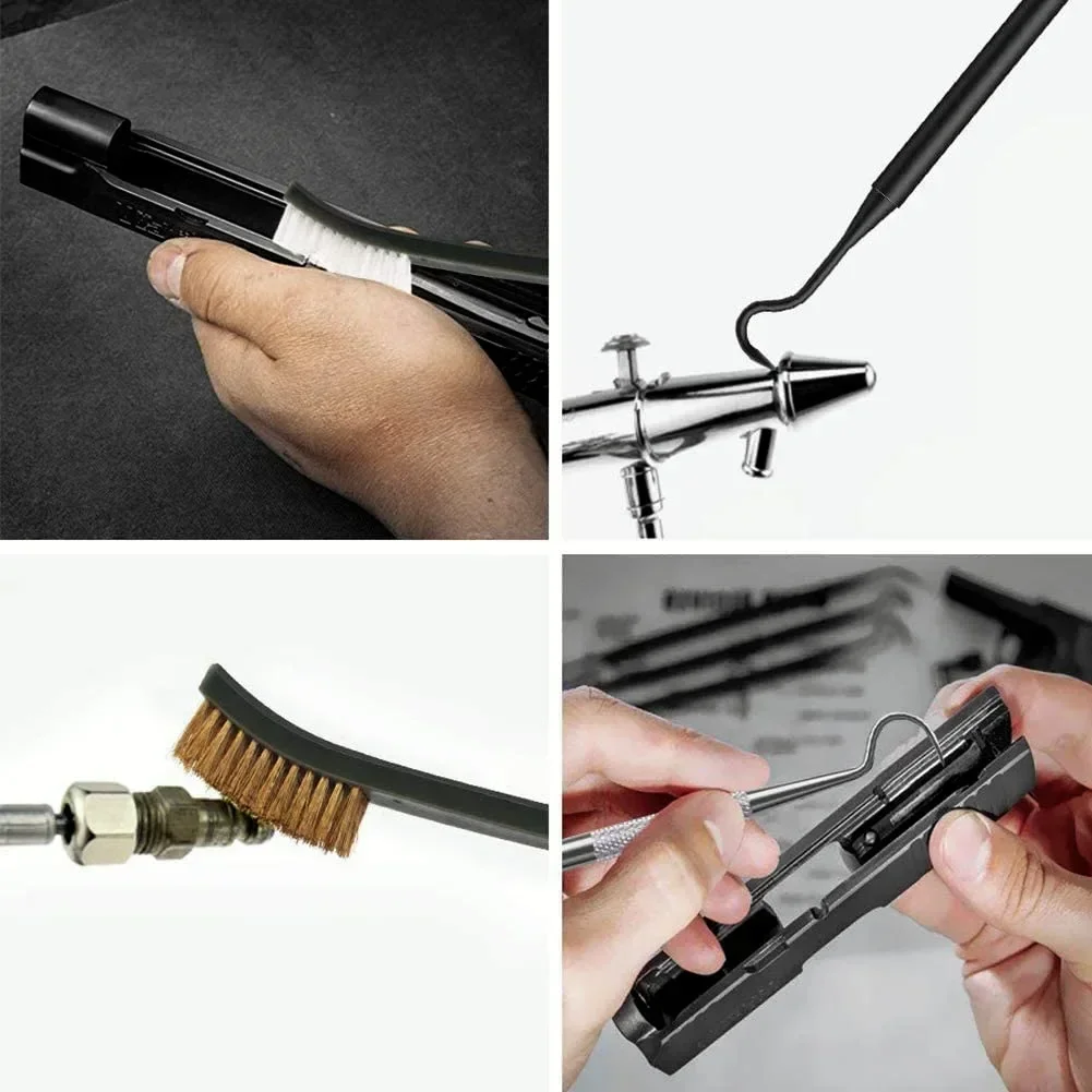 9pcs/Set Toy Gun Cleaning Kit 3 Brass Steel Brushes 6 Stainless Steel Pick Rifle Cleaning Tool