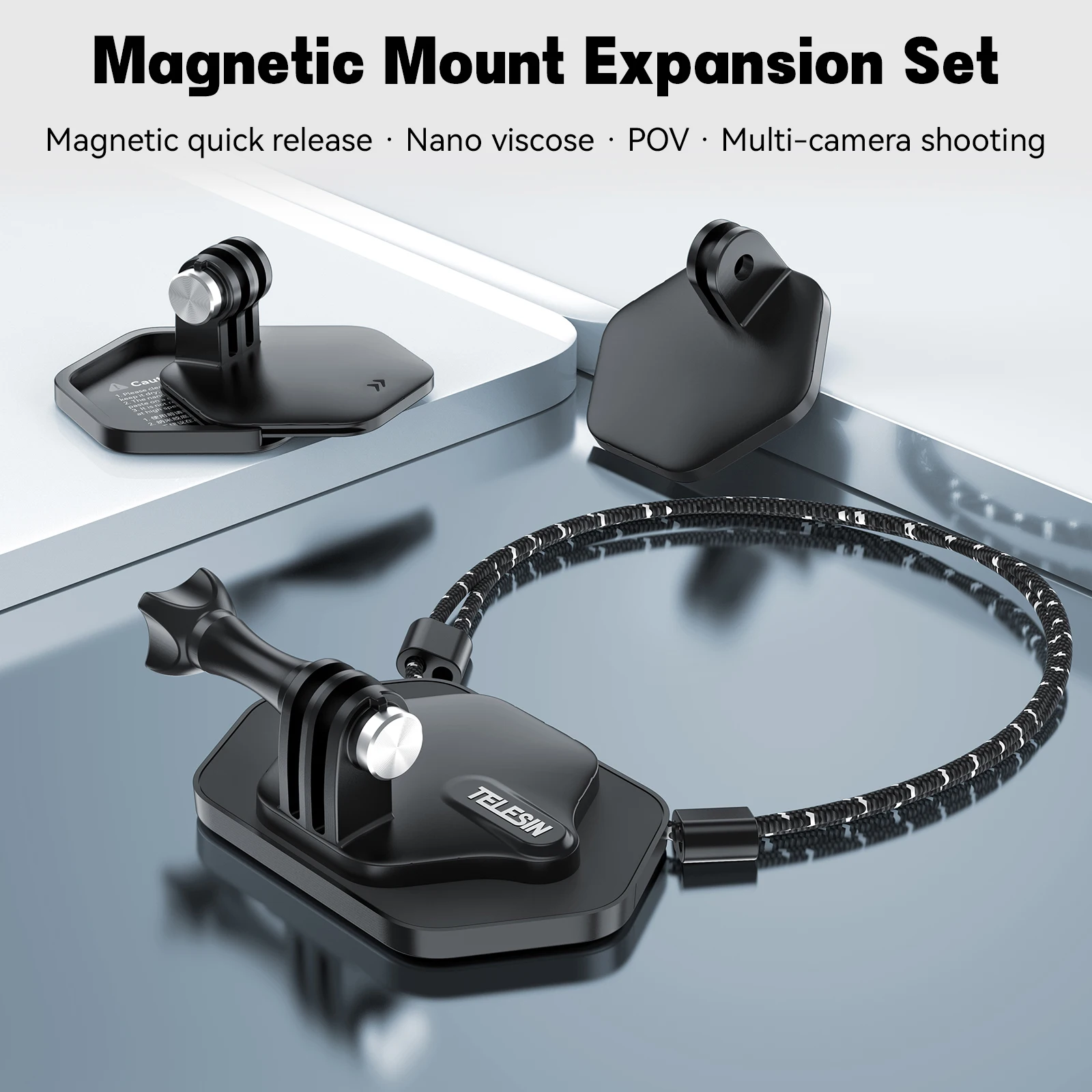 TELESIN Magnetic Camera Neck Holder Mount Hanging Bracket Quick Release for GoPro 12 11 10 Action 4 insta360 X3 Action Cameras