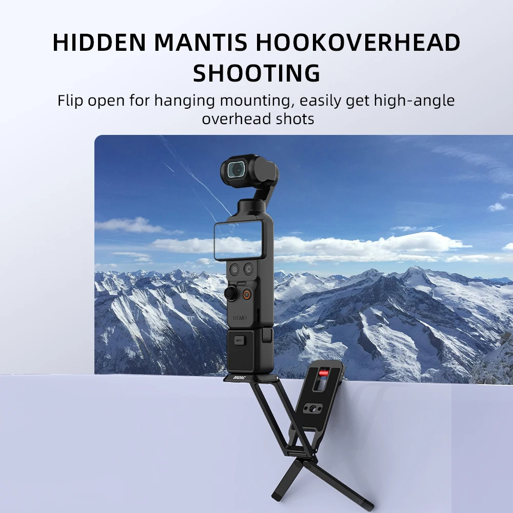BRDRC Magnetic Quick Release Tripod for DJI Pocket 4/Pocket 3 Foldable Metal Photography Tripod with Hidden Hook for Travel