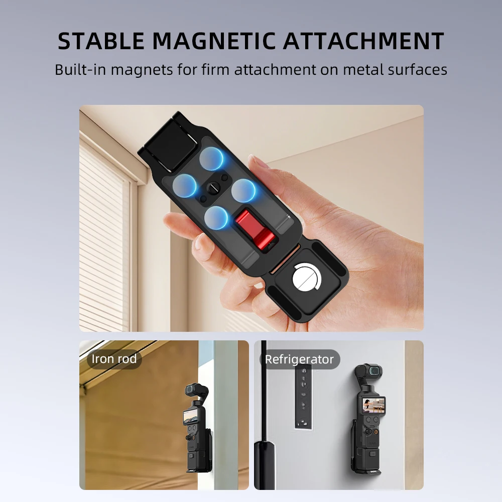 BRDRC Magnetic Quick Release Tripod for DJI Pocket 4/Pocket 3 Foldable Metal Photography Tripod with Hidden Hook for Travel