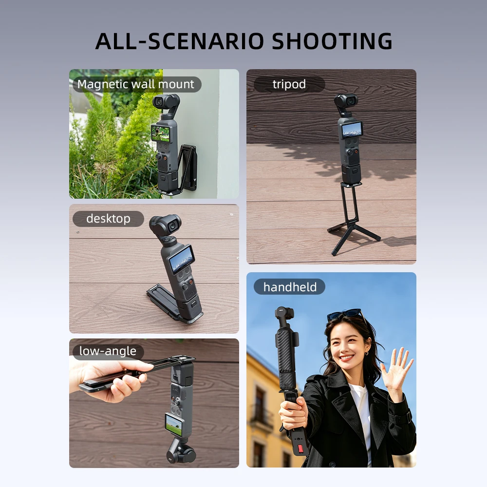 BRDRC Magnetic Quick Release Tripod for DJI Pocket 4/Pocket 3 Foldable Metal Photography Tripod with Hidden Hook for Travel