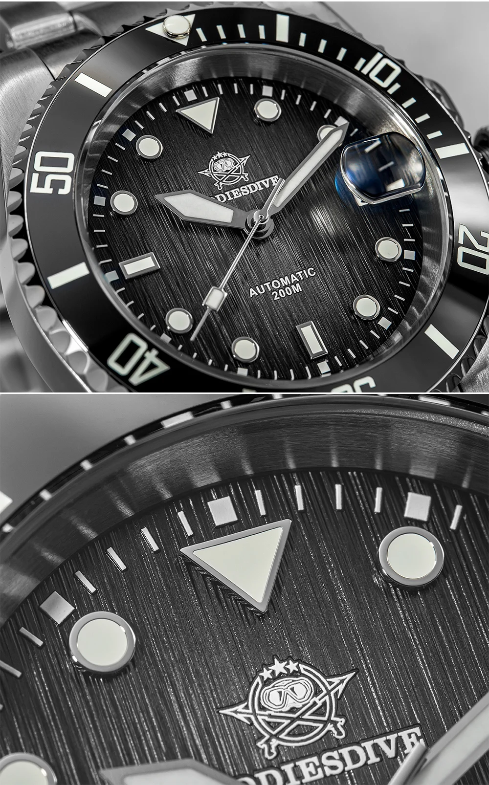 ADDIESDIVE Hot Selling Men's Automatic Watch Sapphire Glass 200m Waterproof Watch BGW9 Night Light Classic Men's Watch AD2536