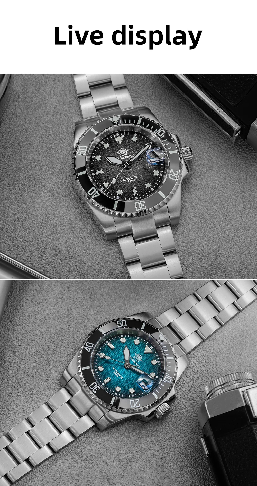 ADDIESDIVE Hot Selling Men's Automatic Watch Sapphire Glass 200m Waterproof Watch BGW9 Night Light Classic Men's Watch AD2536