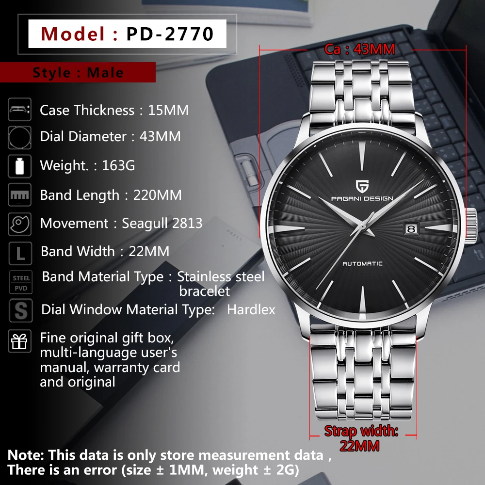 2026 New PAGANI DESIGN Men's Watches Fashion Sports Gold Watch For Men Automatic Mechanical Wristwatches Men Waterproof Leather