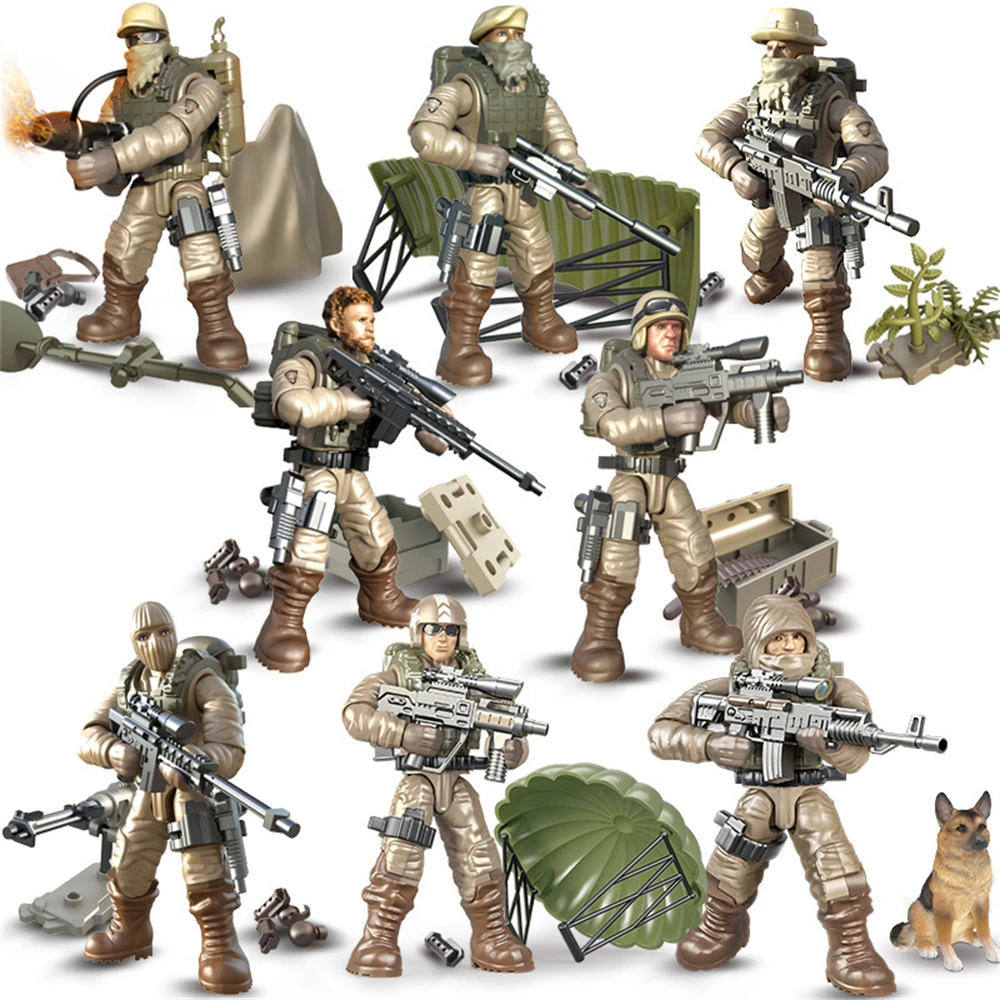 World War Army Military Soldiers Special Forces Model Assemble Building Blocks Bricks Detailed Education Model DIY Birthday Toys