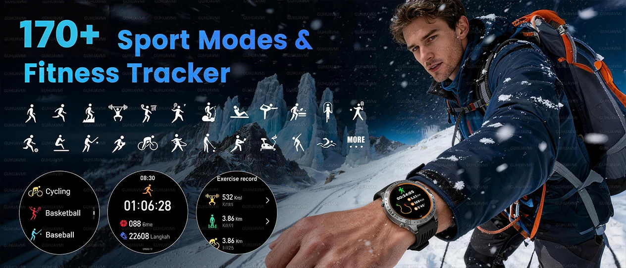2026New Military Tank GPS SmartWatch Offline Map 10ATM Swim 2GB RAM Music Altitude Compass Bt Call Fitness Sports Smartwatch Men