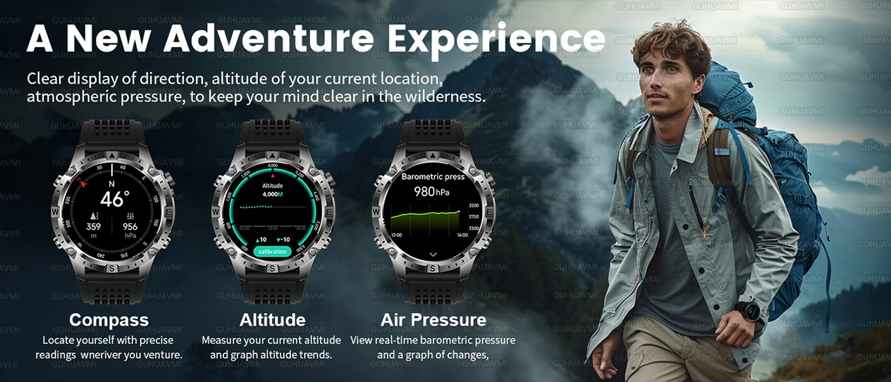 2026New Military Tank GPS SmartWatch Offline Map 10ATM Swim 2GB RAM Music Altitude Compass Bt Call Fitness Sports Smartwatch Men