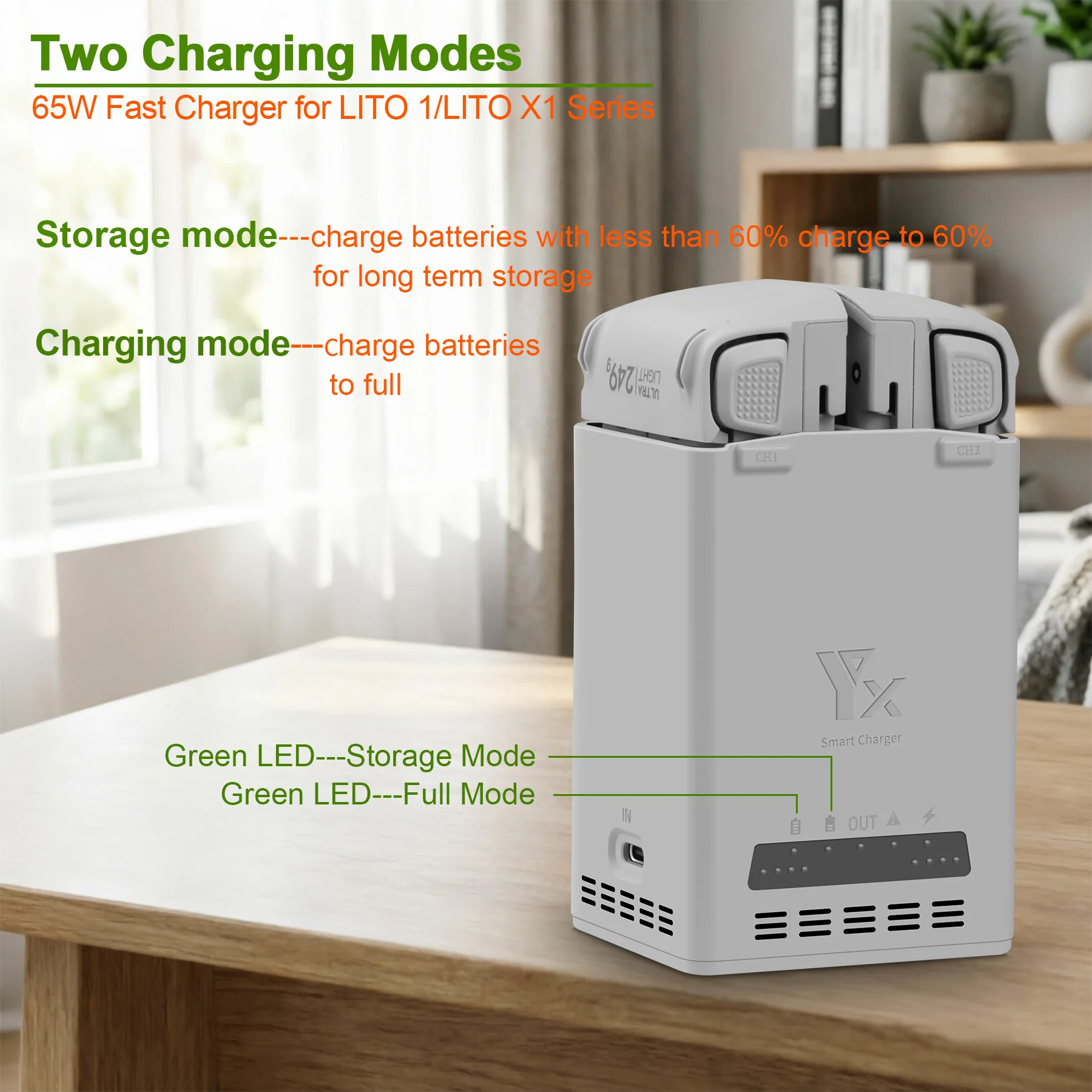 65W Intelligent Battery Charger for DJI Lito 1/Lito X1 Drone Battery Charger Accessory