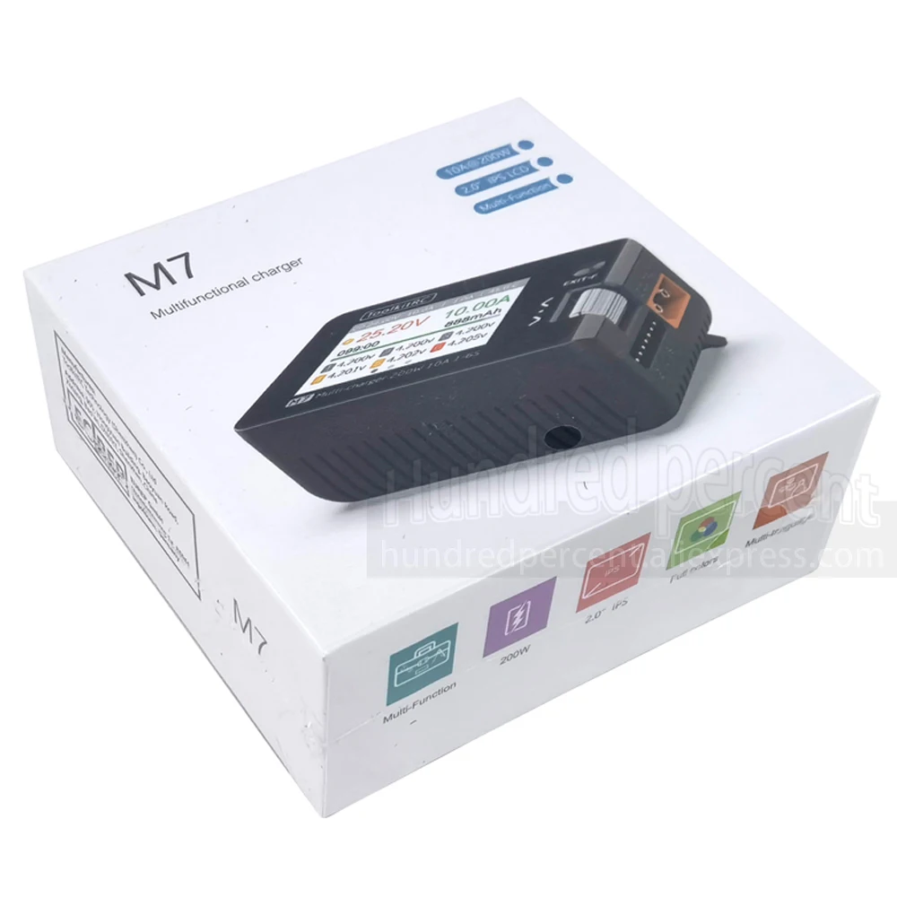 ToolkitRC M7 200W 10A DC Balance Charger Discharger for 1-6S Lipo Battery With Voltage Servo Checker ESC Tester Receiver LCD IPS