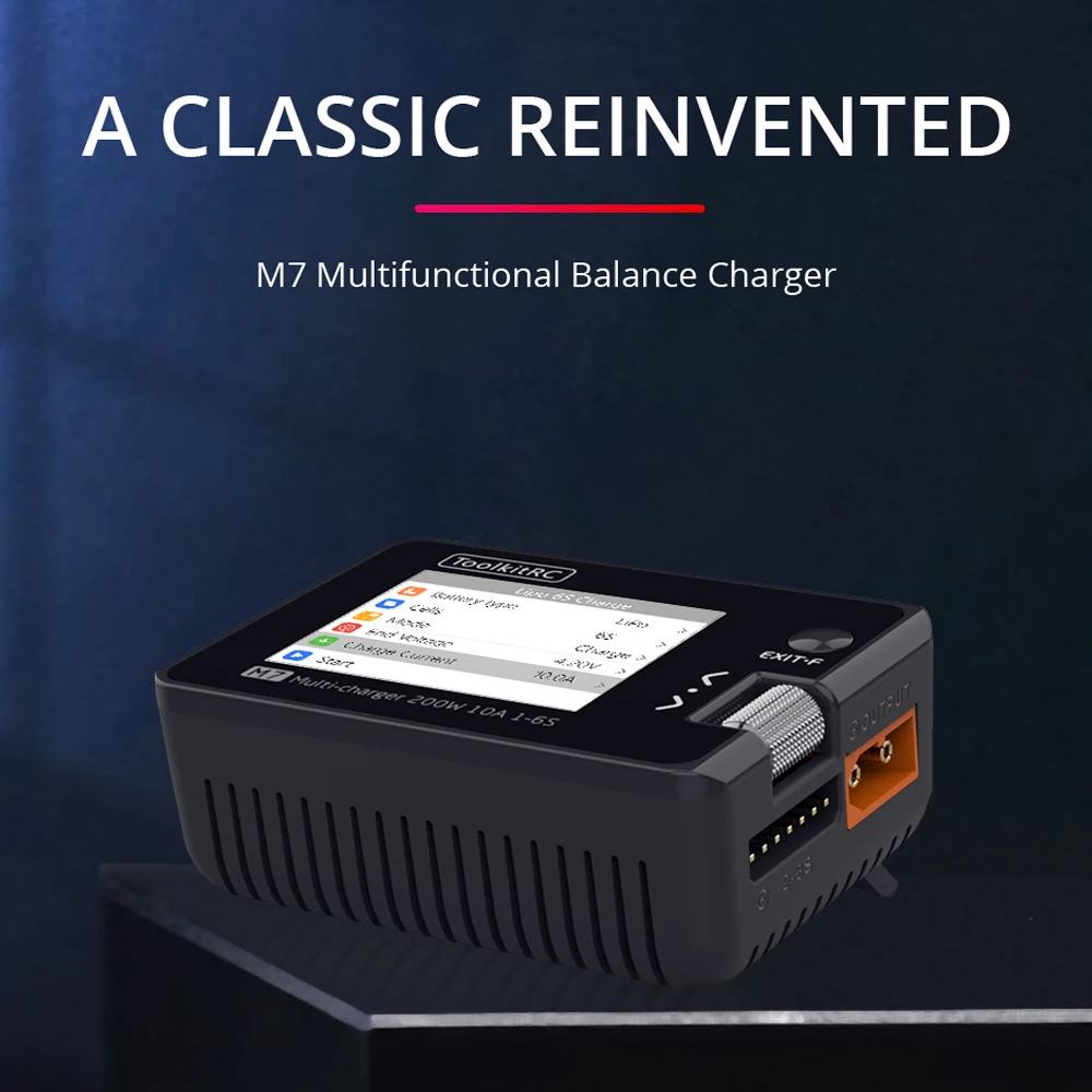 ToolkitRC M7 200W 10A DC Balance Charger Discharger for 1-6S Lipo Battery With Voltage Servo Checker ESC Tester Receiver LCD IPS