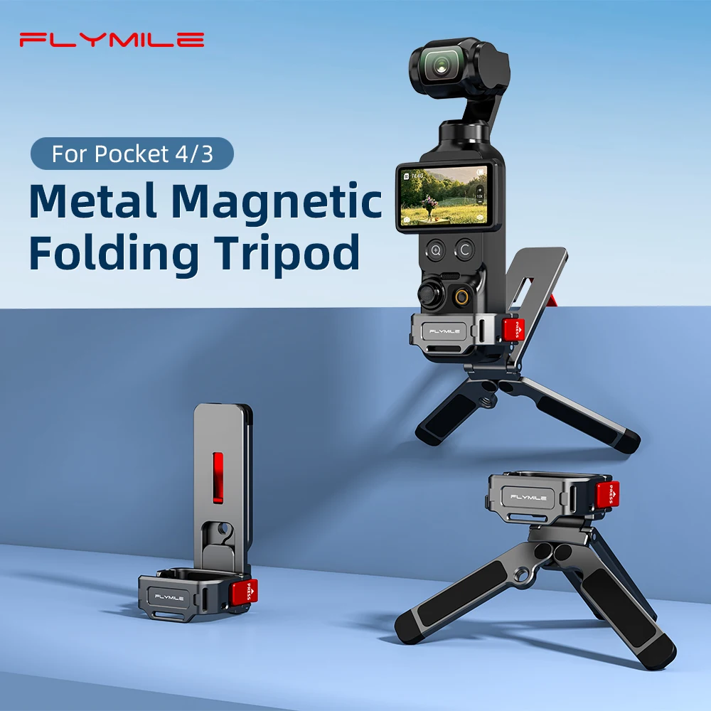 Flymile Metal Mantis Magnetic Tripod for DJI Osmo Pocket 3/4/4P Desktop Stand Selfie Handle Vlog Live Streaming Accessories