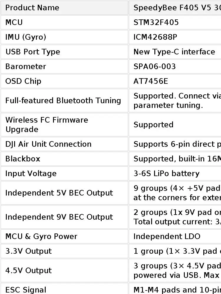 SpeedyBee F405 V5 OX32 55A 30x30 Model Aircraft FC&ESC Stack F405 Flight Controller 55A 4in1 ESC for FPV Drone
