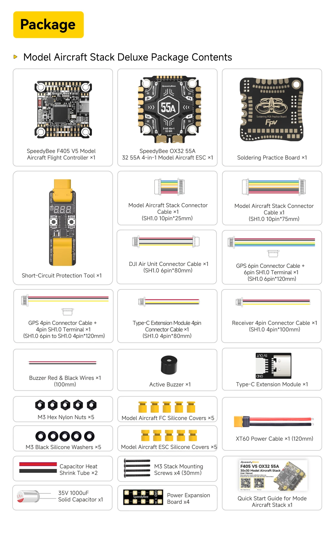 SpeedyBee F405 V5 OX32 55A 30x30 Model Aircraft FC&ESC Stack F405 Flight Controller 55A 4in1 ESC for FPV Drone