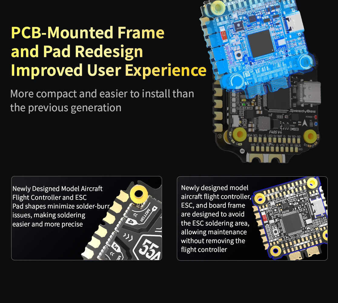 SpeedyBee F405 V5 OX32 55A 30x30 Model Aircraft FC&ESC Stack F405 Flight Controller 55A 4in1 ESC for FPV Drone