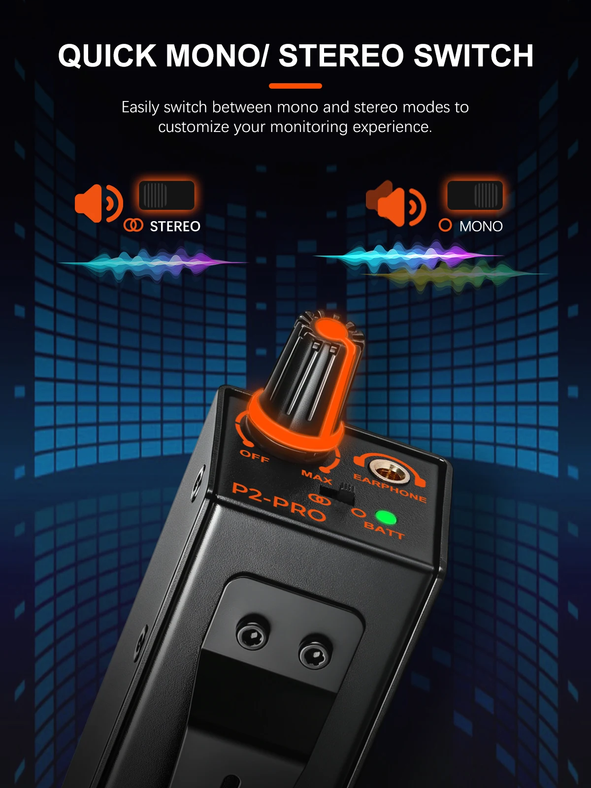 Stereo/Mona IEM Ultra-compact Personal In-Ear Monitor Amplifier, Rechargeable, All-Metal, Suitable for Outdoor DJ Performances