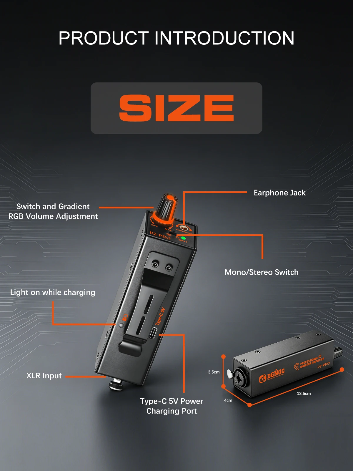 Stereo/Mona IEM Ultra-compact Personal In-Ear Monitor Amplifier, Rechargeable, All-Metal, Suitable for Outdoor DJ Performances