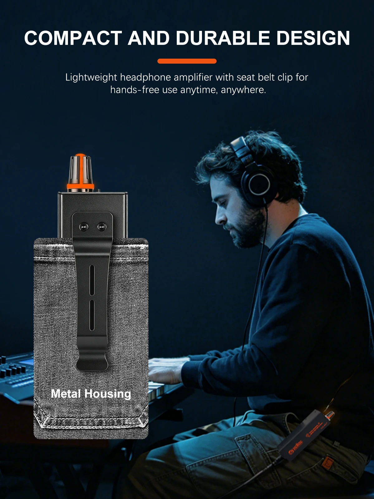 Stereo/Mona IEM Ultra-compact Personal In-Ear Monitor Amplifier, Rechargeable, All-Metal, Suitable for Outdoor DJ Performances
