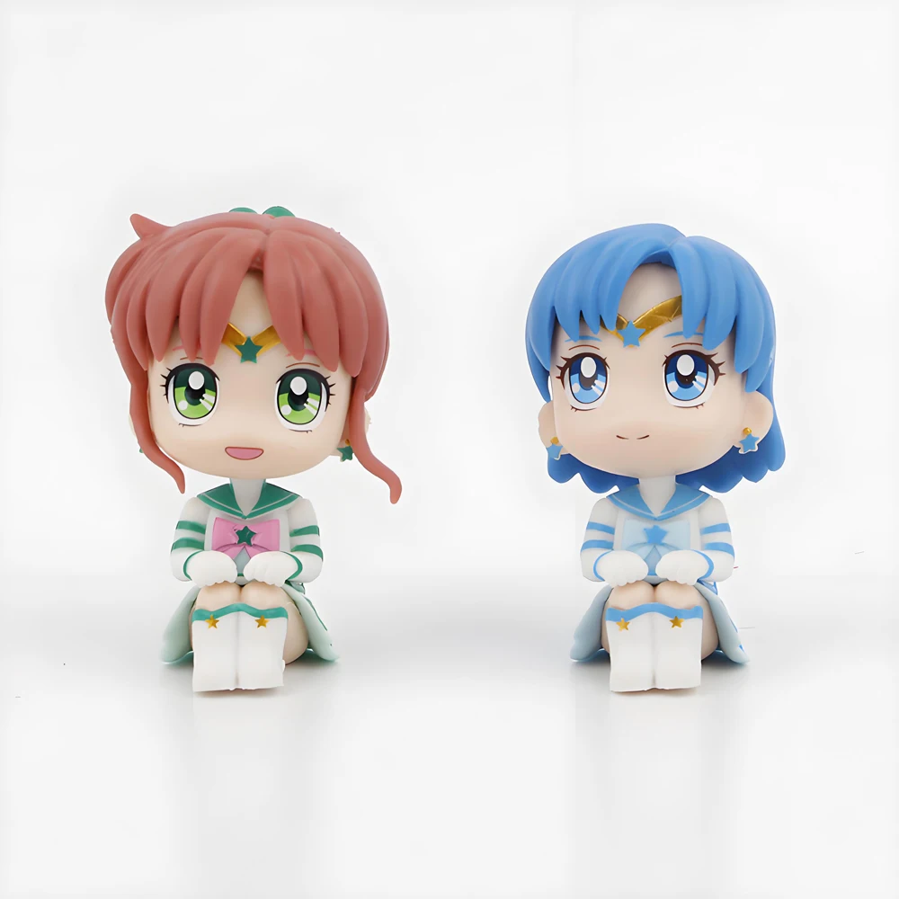6 PCS/Set Pretty Guardian Sailor Moon 7cm Anime Figure Tsukino Usagi Chibiusa Hino Rei Kino Makoto Figurine Toy