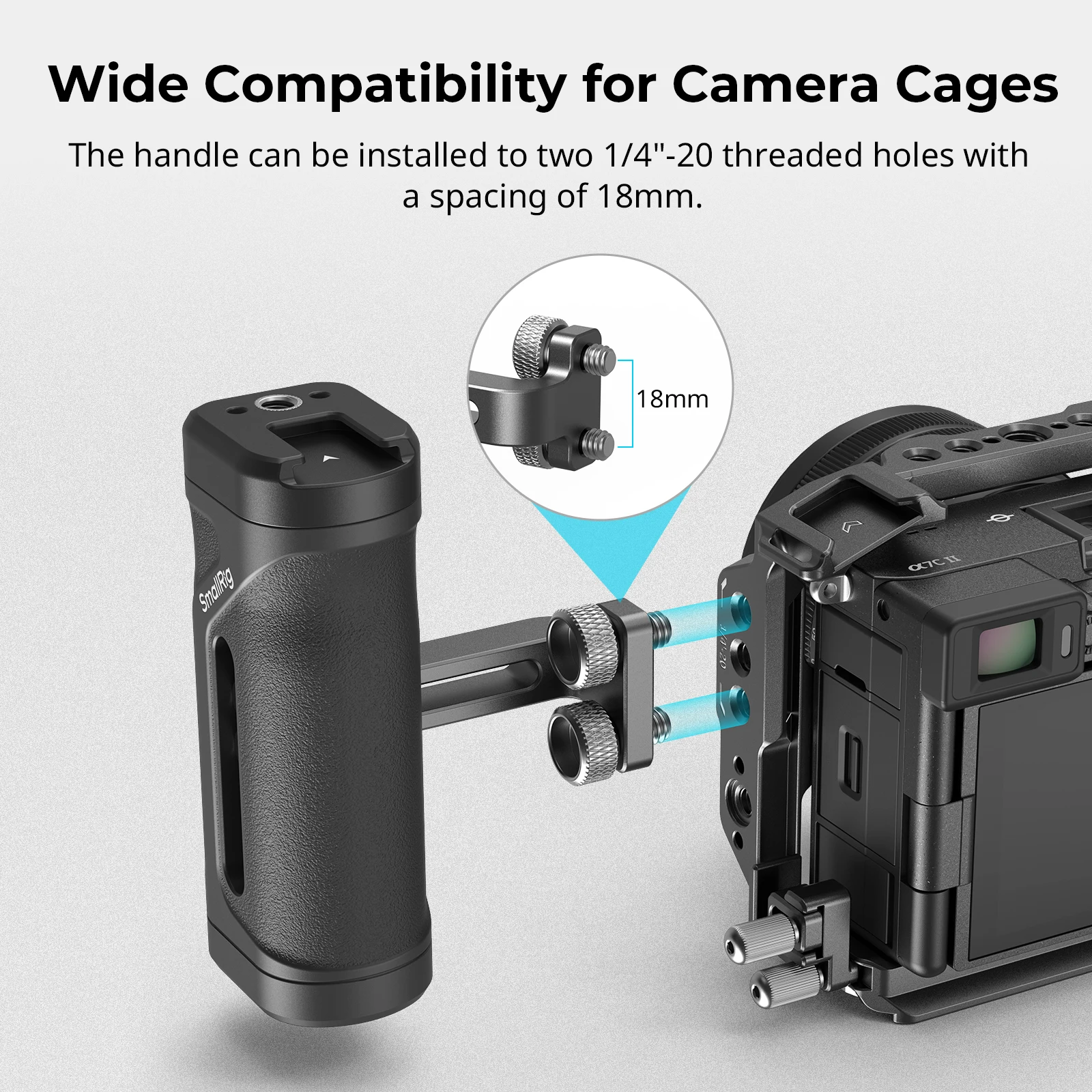 SmallRig Mini Side Handle for 1/4"-20 Threaded Holes Lightweight Portable Camera Cage Grip for Sony for DSLR with Cold Shoe 4755