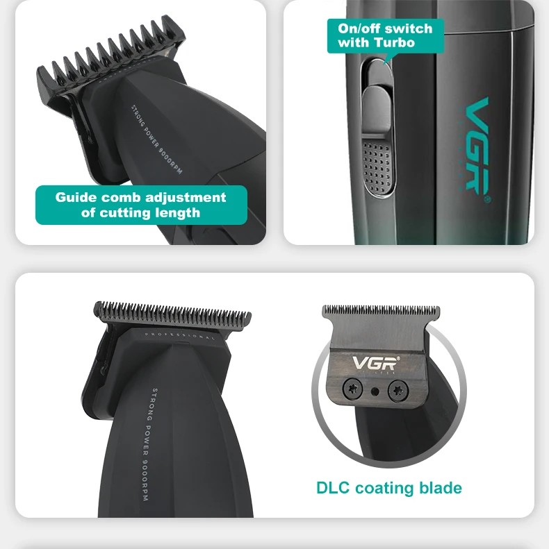 VGR Hair Clipper Cordless Hair Trimmer Professional Hair Cutting Machine Electric 9000 Rpm Haircut Clipper for Men V-003 V-906