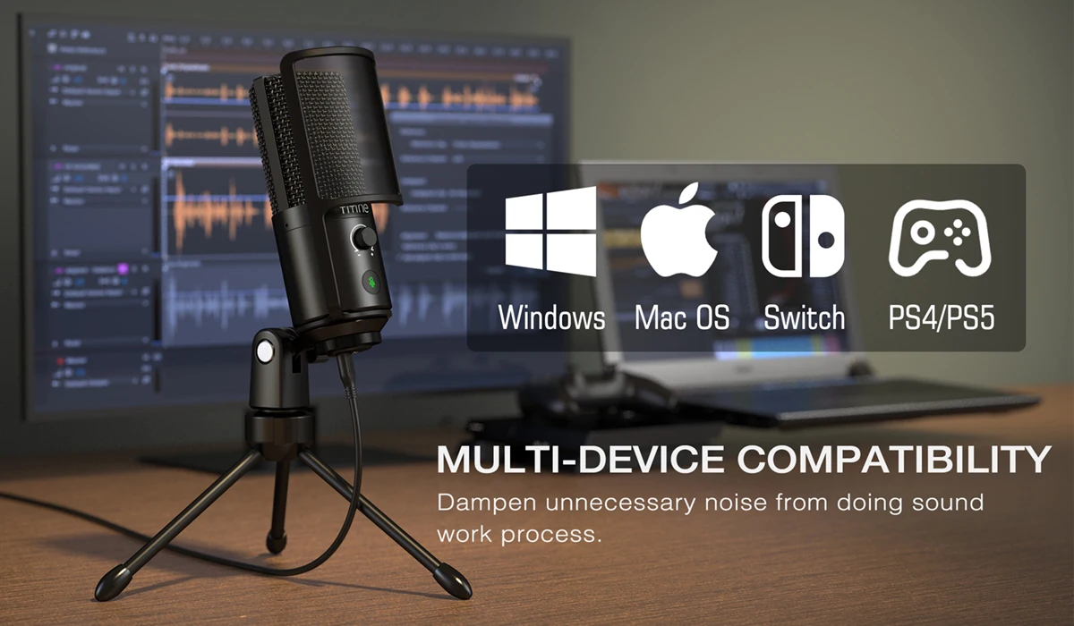 FIFINE USB Streaming Microphone with Pop Filter,Condenser Mic Set with Tap-to-Mute&Vol Control for PC,Recording,YouTube-K669PRO1