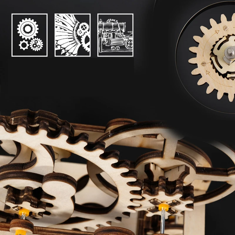 3d Wooden Puzzle Marble Runs Mechanical Puzzles Self Assembly Toy STEAM Educational Toys Model Building Kits for Kids Adult Gift