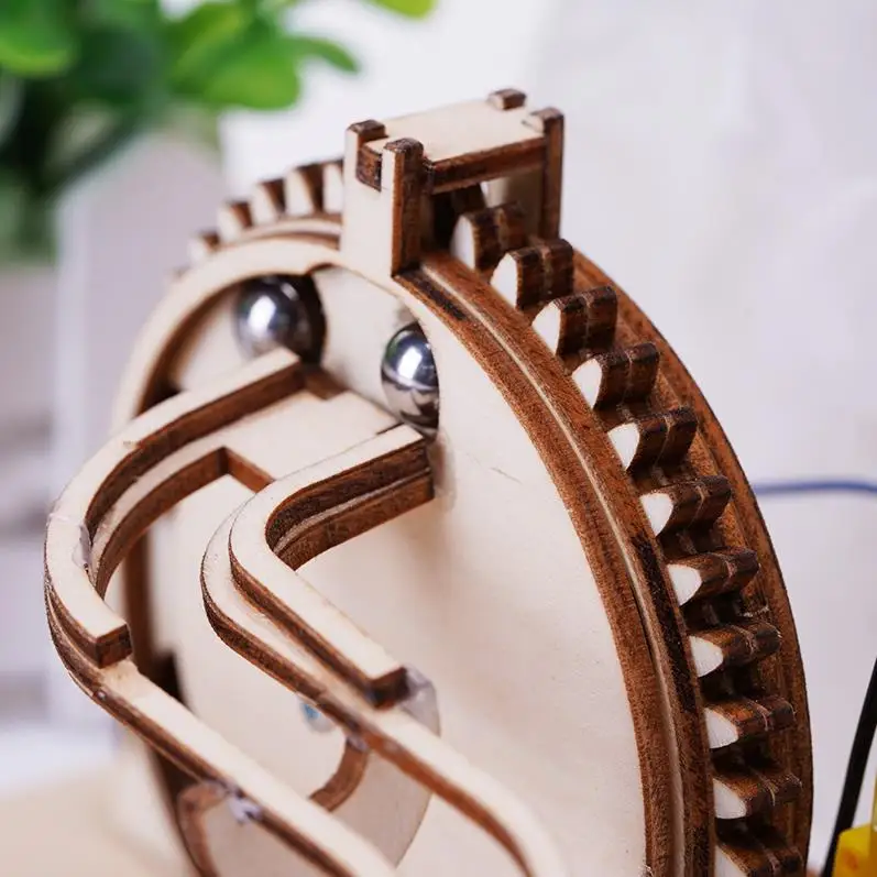 3d Wooden Puzzle Marble Runs Mechanical Puzzles Self Assembly Toy STEAM Educational Toys Model Building Kits for Kids Adult Gift