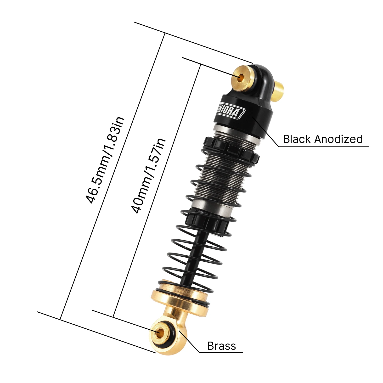 INJORA 36mm 40mm Big Bore Oil Shock Absorber for 1/24 RC Crawler SCX24 FCX24M