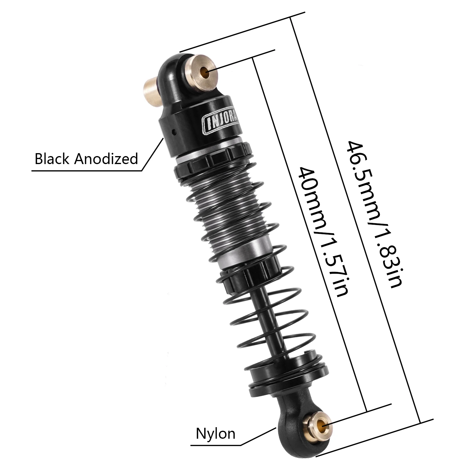 INJORA 36mm 40mm Big Bore Oil Shock Absorber for 1/24 RC Crawler SCX24 FCX24M