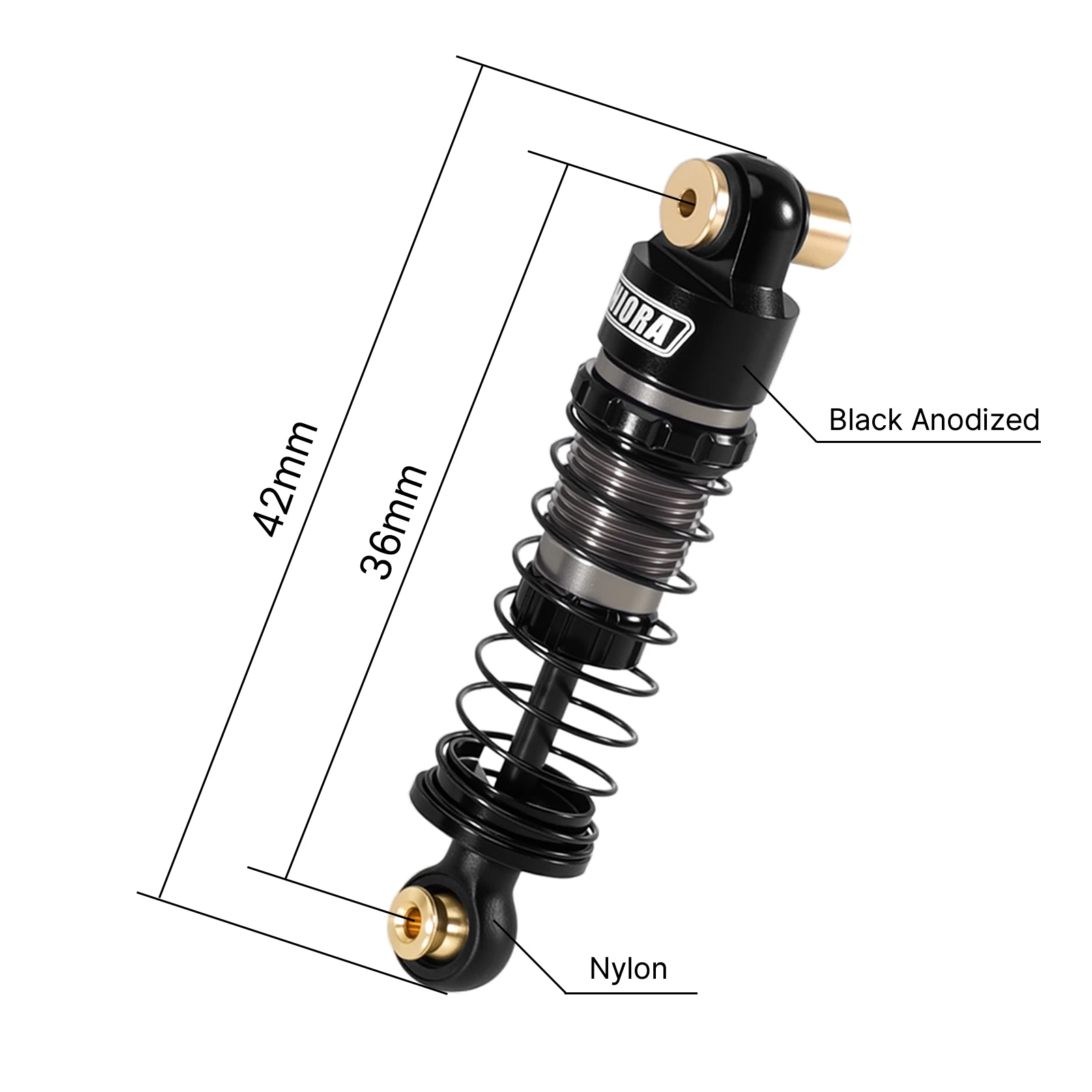 INJORA 36mm 40mm Big Bore Oil Shock Absorber for 1/24 RC Crawler SCX24 FCX24M
