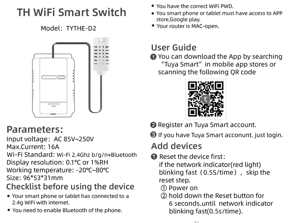 Tuya Wifi Smart Temperature Humidity Switch Monitoring Electricity Statistics Relay Timing Intelligent Thermostat Probe Sensor