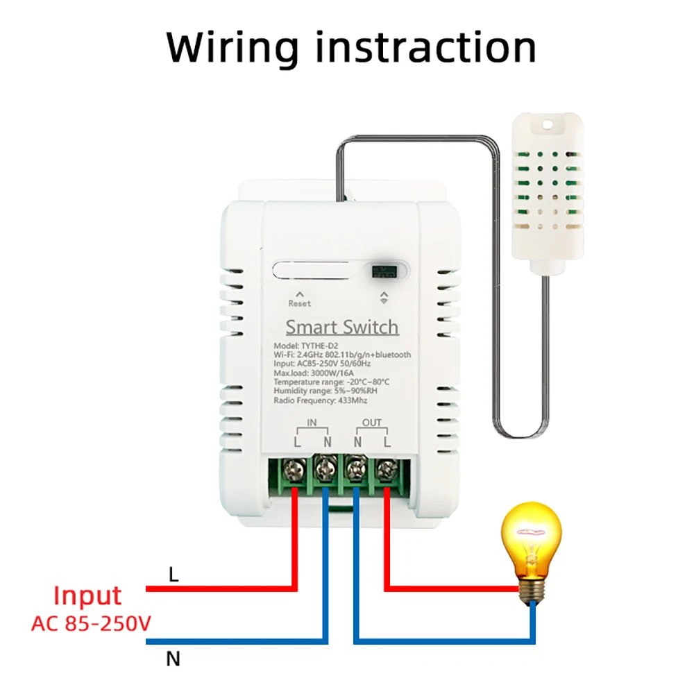 Tuya Wifi Smart Temperature Humidity Switch Monitoring Electricity Statistics Relay Timing Intelligent Thermostat Probe Sensor