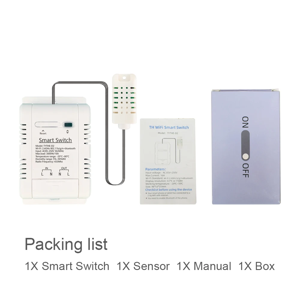 Tuya Wifi Smart Temperature Humidity Switch Monitoring Electricity Statistics Relay Timing Intelligent Thermostat Probe Sensor