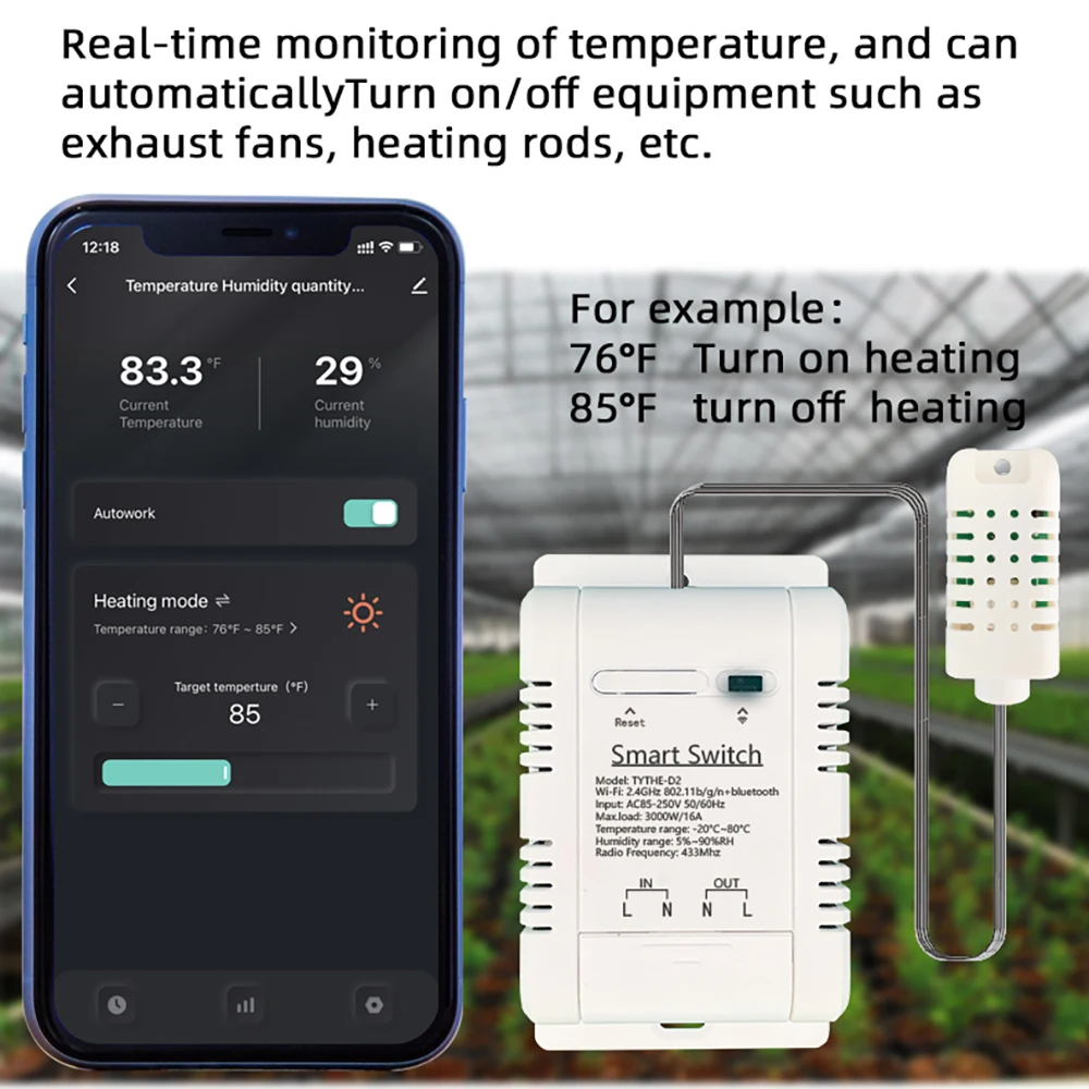 Tuya Wifi Smart Temperature Humidity Switch Monitoring Electricity Statistics Relay Timing Intelligent Thermostat Probe Sensor
