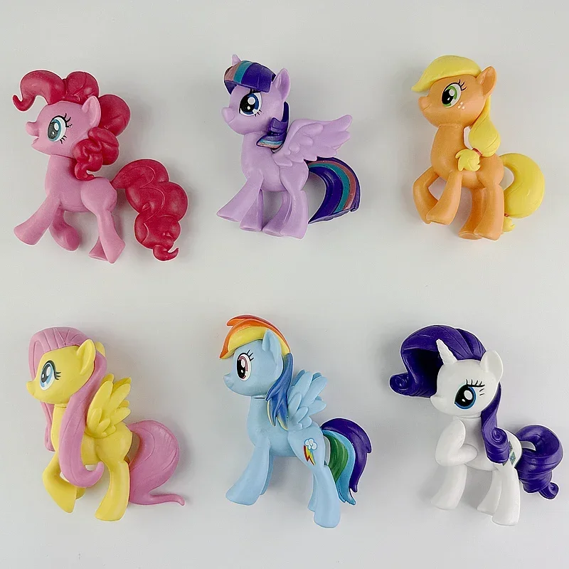 6pcs My Little Pony Action Figures Toy 8cm Cartoon Anime Twilight Sparkle Model Doll Room Decoration Birthday Gift for Children
