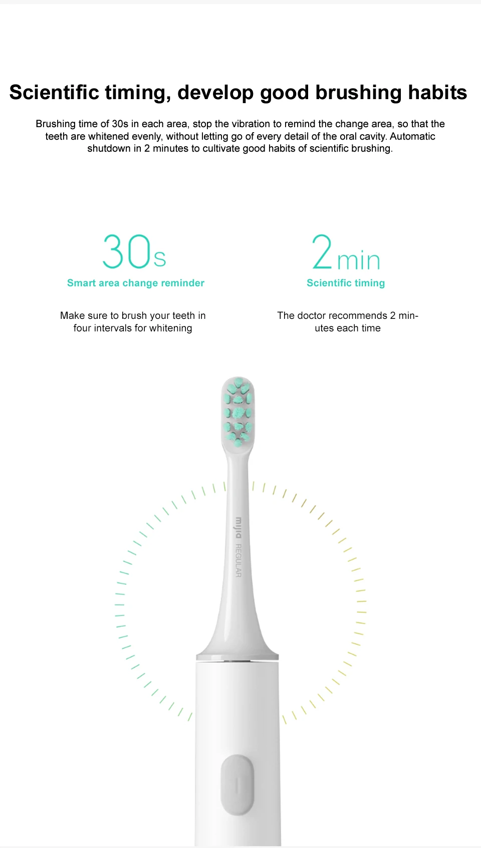 Mijia Electric Toothbrush T300 Long Battery Life Sonic Toothbrush IPX7 Waterproof High Frequency Vibration Magnetic Motor