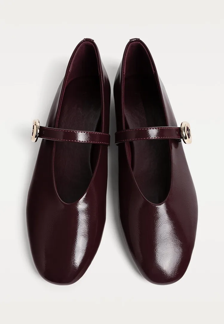 PU Leather Flats Mary Janes Shoes Women Spring Autumn Elegant Red Buckle Strap Shoes Ladies Shallow Casual Streetwear Loafers