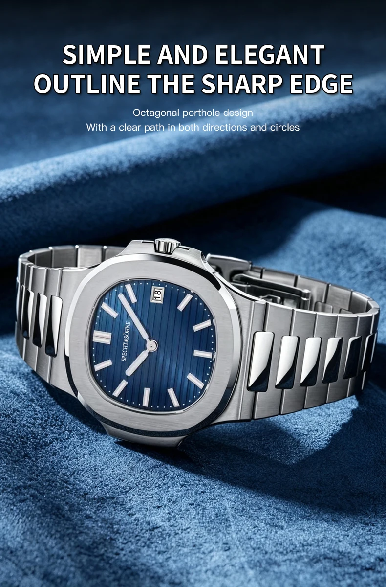Specht & Söhne New Arrivals Mens Watch Rose Gold 5711 Classic Sports Watches Ultrathin Stainless Steel Sapphire 50M Waterproof