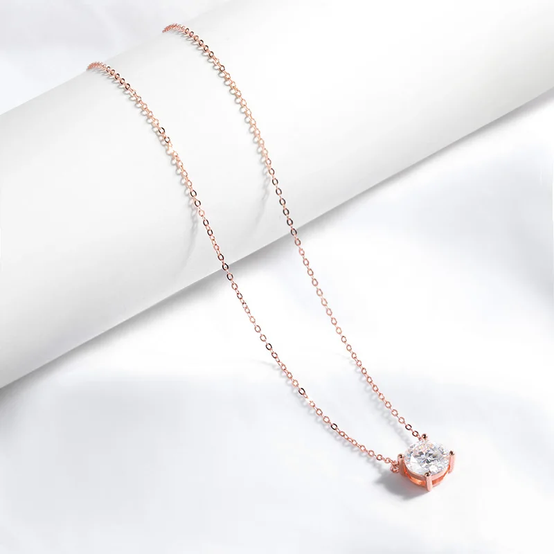 Smyoue 1-5CT Rose Gold Color Moissanite Necklace for Women D Color Sparkling Classic Lab Diamon Pendant Sterling Silver 925 100%