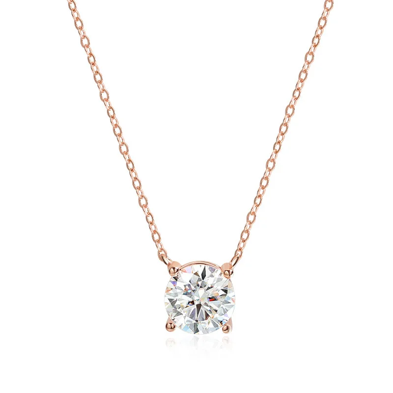 Smyoue 1-5CT Rose Gold Color Moissanite Necklace for Women D Color Sparkling Classic Lab Diamon Pendant Sterling Silver 925 100%