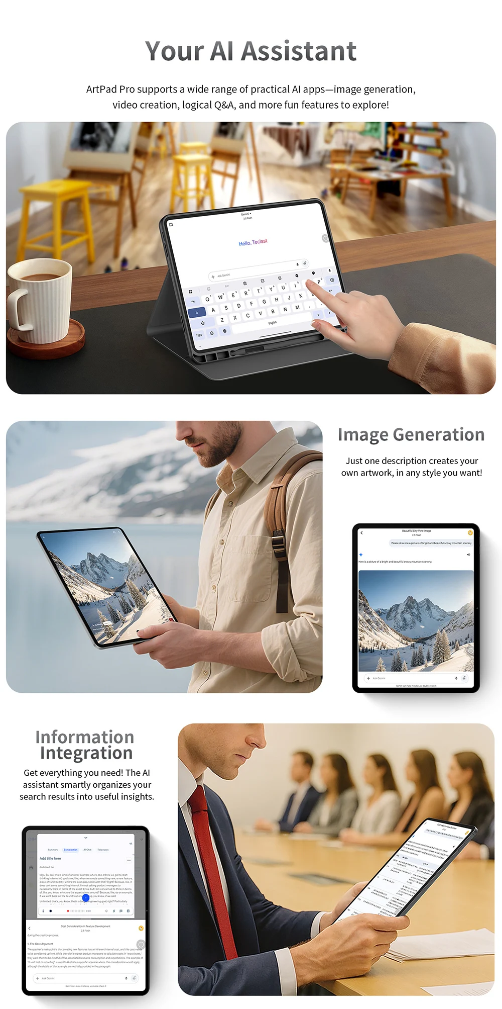 Teclast ArtPad Pro 12.7" 2.2K UHD Display 20GB RAM (8+12 Virtual) 256GB ROM Helio G99 10000mAh 30W Android 15 Tablet Global LTE