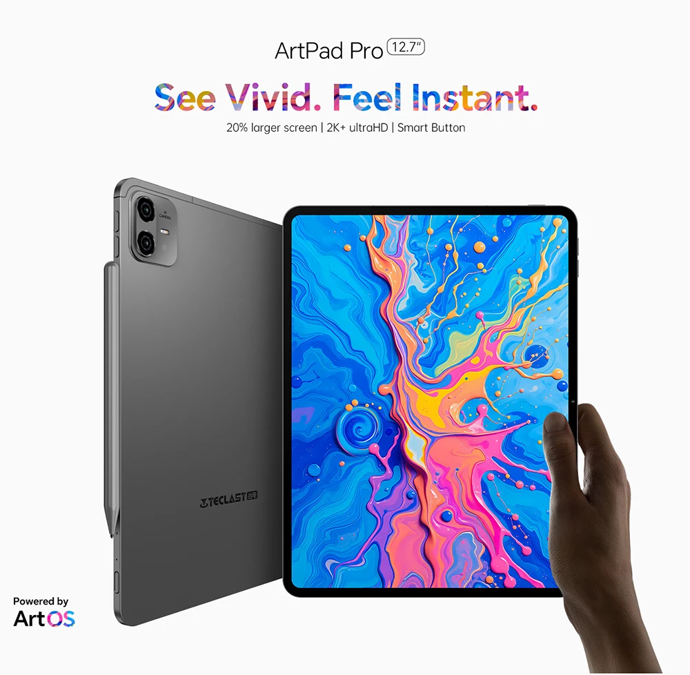 Teclast ArtPad Pro 12.7" 2.2K UHD Display 20GB RAM (8+12 Virtual) 256GB ROM Helio G99 10000mAh 30W Android 15 Tablet Global LTE