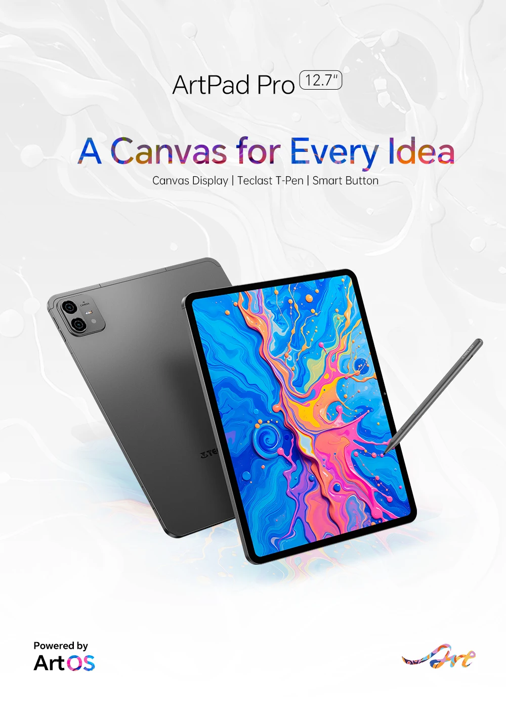 Teclast ArtPad Pro 12.7" 2.2K UHD Display 20GB RAM (8+12 Virtual) 256GB ROM Helio G99 10000mAh 30W Android 15 Tablet Global LTE