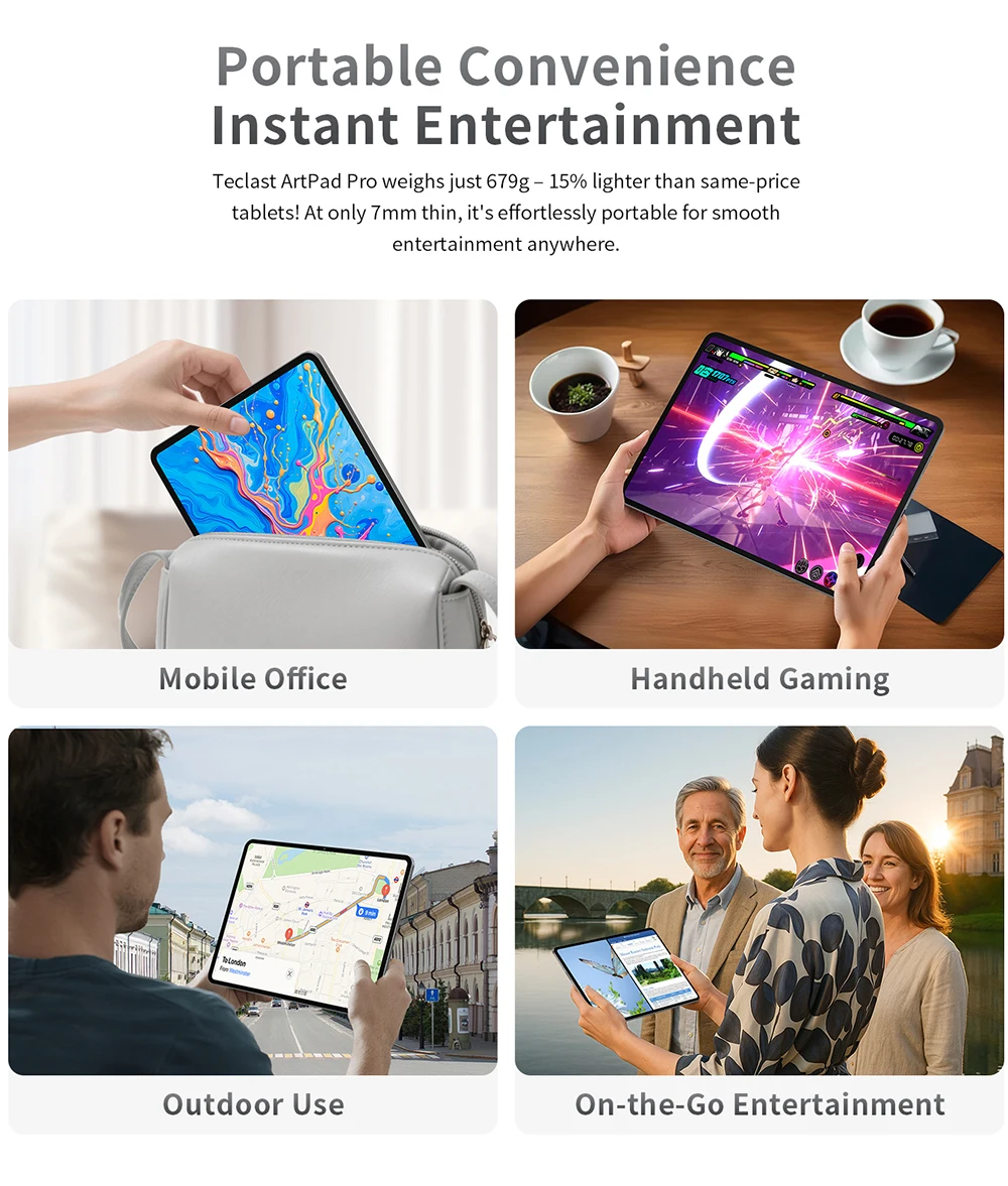 Teclast ArtPad Pro 12.7" 2.2K UHD Display 20GB RAM (8+12 Virtual) 256GB ROM Helio G99 10000mAh 30W Android 15 Tablet Global LTE