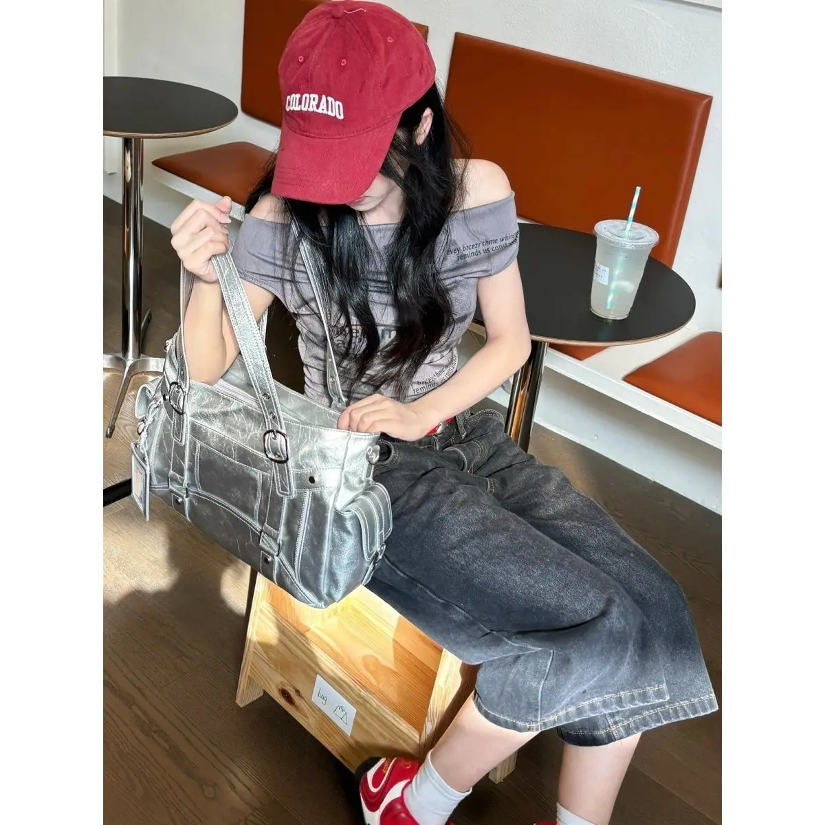 JIAERDI Sweet Cool Hot Girl Underarm Bag Ladies Leather Square Large Capacity Tote Bag Women Harajuku Luxe Crossbody Bag Y2k